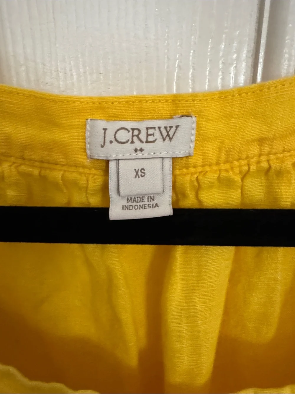 J. Crew Bright Yellow Linen Square-Neck Embroidered Peasant Blouse